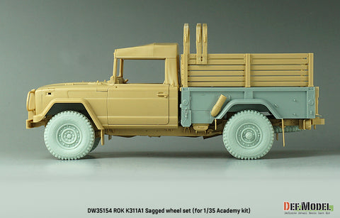 DEFモデル DW35154 1/35 現用 韓国 K311A1(KM450) カーゴトラック 自重変形タイヤセット(アカデミー用)(2種各2個+スペアタイヤ1個入り,マスキングシール付き)