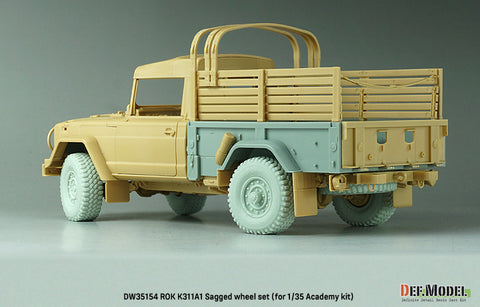 DEFモデル DW35154 1/35 現用 韓国 K311A1(KM450) カーゴトラック 自重変形タイヤセット(アカデミー用)(2種各2個+スペアタイヤ1個入り,マスキングシール付き)