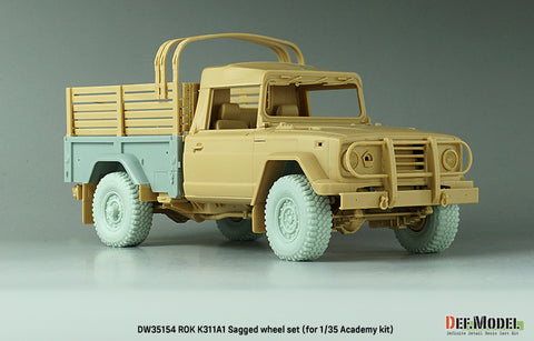 DEFモデル DW35154 1/35 現用 韓国 K311A1(KM450) カーゴトラック 自重変形タイヤセット(アカデミー用)(2種各2個+スペアタイヤ1個入り,マスキングシール付き)