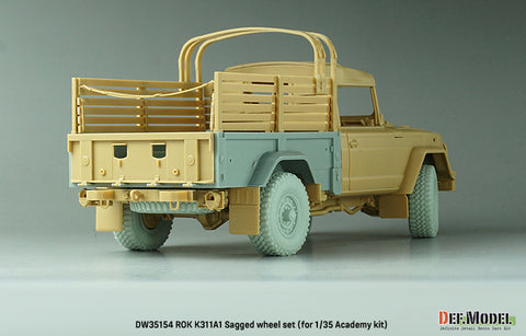 DEFモデル DW35154 1/35 現用 韓国 K311A1(KM450) カーゴトラック 自重変形タイヤセット(アカデミー用)(2種各2個+スペアタイヤ1個入り,マスキングシール付き)