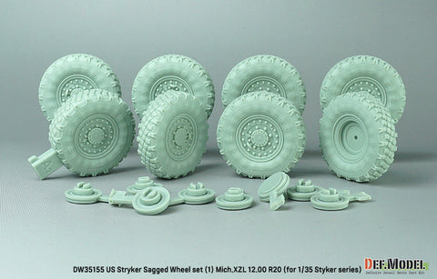 DEFモデル DW35155 1/35 現用 アメリカ M1126 ストライカー 装甲車 自重変形タイヤセット(1)(ミシュランXML)(AFVクラブ/トランペッター用)(8個入り,マスキングシール付き)