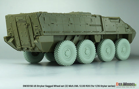 DEFモデル DW35156 1/35 現用 アメリカ M1126 ストライカー 装甲車 自重変形タイヤセット(2)(ミシュランXZL)(AFVクラブ/トランペッター用)(8個入り,マスキングシール付き)