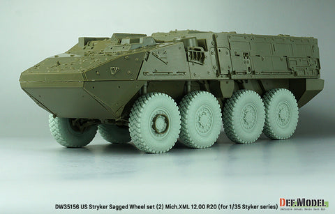 DEFモデル DW35156 1/35 現用 アメリカ M1126 ストライカー 装甲車 自重変形タイヤセット(2)(ミシュランXZL)(AFVクラブ/トランペッター用)(8個入り,マスキングシール付き)