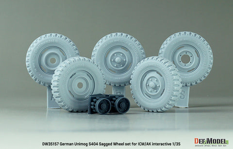 DEFモデル DW35157 1/35 現用 ドイツ ウニモグ S404 軍用トラック 自重変形タイヤセット(ICM/AKインタラクティブ用)(2種各2個+スペアタイヤ1個入り,マスキングシール付き)