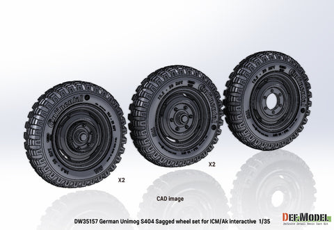 DEFモデル DW35157 1/35 現用 ドイツ ウニモグ S404 軍用トラック 自重変形タイヤセット(ICM/AKインタラクティブ用)(2種各2個+スペアタイヤ1個入り,マスキングシール付き)