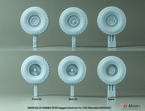 DEFモデル DW35158 1/35 現用 アメリカ M1151 ハンビー 自重変形タイヤセット(BFグッドリッチ)(アカデミー用)(2種各2個+スペアタイヤ1個入り,マスキングシール付き)