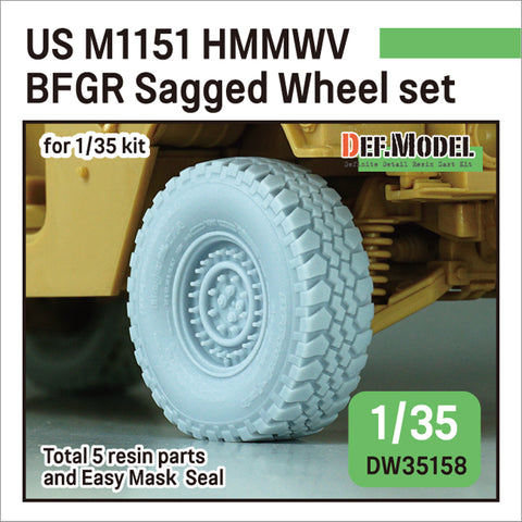 DEFモデル DW35158 1/35 現用 アメリカ M1151 ハンビー 自重変形タイヤセット(BFグッドリッチ)(アカデミー用)(2種各2個+スペアタイヤ1個入り,マスキングシール付き)