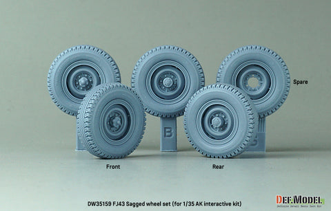 DEFモデル DW35159 1/35 現用 FJ43 SUV 自重変形タイヤセット(ブリヂストン)(AKインタラクティブ用)(2種各2個+スペアタイヤ1個入り,マスキングシール付き)