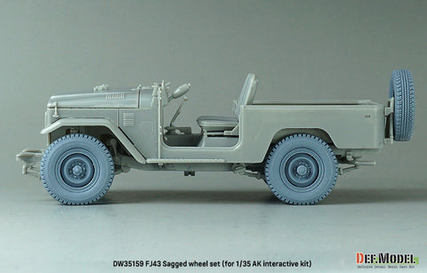 DEFモデル DW35159 1/35 現用 FJ43 SUV 自重変形タイヤセット(ブリヂストン)(AKインタラクティブ用)(2種各2個+スペアタイヤ1個入り,マスキングシール付き)
