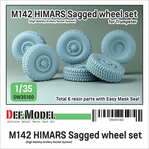 DEFモデル DW35160 1/35 現用 アメリカ M142 ハイマース 高機動ロケット砲 自重変形タイヤセット(トランペッター用)(3種各2個入り,マスキングシール付き)