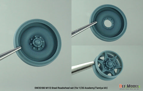 DEFモデル DW35166 1/35 現用 アメリカ M113 装甲兵員輸送車 鋼製ホイールセット(タミヤ/アカデミー用)(転輪10個(外側転輪のみ),スペアホイール2個,誘導輪2個,レジン製)