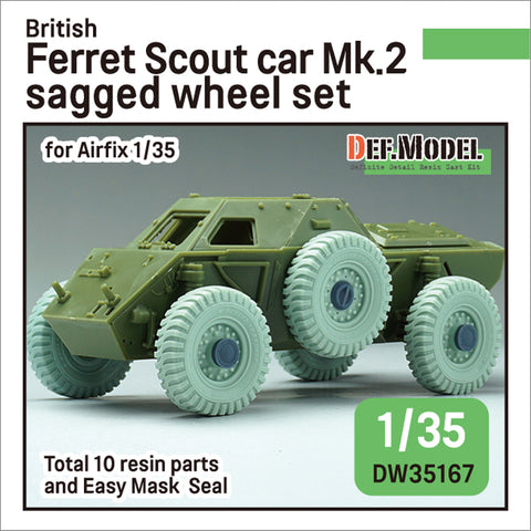 DEFモデル DW35167 1/35 現用 イギリス フェレット 偵察装甲車 Mk.2 自重変形タイヤセット(エアフィックス用)(2種各2個+スペアタイヤ1個入り,マスキングシール付き)