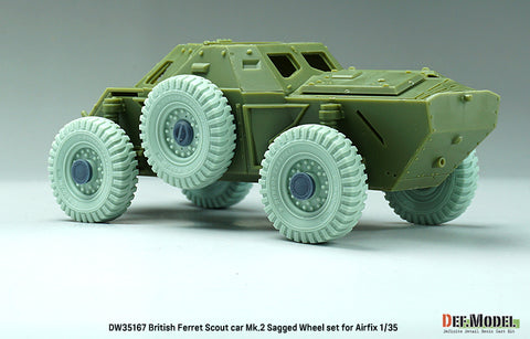 DEFモデル DW35167 1/35 現用 イギリス フェレット 偵察装甲車 Mk.2 自重変形タイヤセット(エアフィックス用)(2種各2個+スペアタイヤ1個入り,マスキングシール付き)