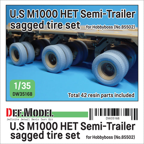 DEFモデル DW35168 1/35 現用 アメリカ M1000 HET(重機輸送用)セミトレーラー 自重変形タイヤセット(ホビーボス85502用)(40個+スペアタイヤ2個入り)