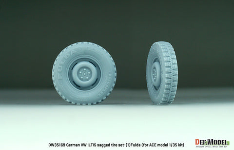 DEFモデル DW35169 1/35 現用 ドイツ フォルクスワーゲン イルティス 四輪小型軍用車 自重変形タイヤセット(1)(フルダ)(ACE用)(2種各2個+スペアタイヤ1個入り,マスキングシール付き)