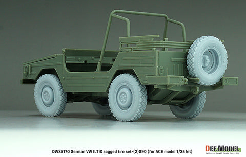 DEFモデル DW35170 1/35 現用 ドイツ フォルクスワーゲン イルティス 四輪小型軍用車 自重変形タイヤセット(2)(グッドイヤーG90)(ACE用)(2種各2個+スペアタイヤ1個入り,マスキングシール付き)