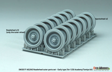 DEFモデル DW35171 1/35 現用 アメリカ M2/M3 ブラッドレー ホイールセット”初期型”(タミヤ/アカデミー用)(転輪12個(外側転輪のみ),スペアホイール2個,レジン製)