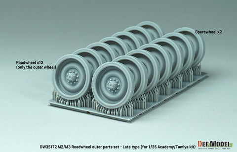 DEFモデル DW35172 1/35 現用 アメリカ M2/M3 ブラッドレー ホイールセット”後期型”(タミヤ/アカデミー用)(転輪12個(外側転輪のみ),スペアホイール2個,レジン製)