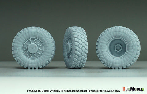 DEFモデル DW35175 1/35 現用 アメリカ C-RAM 搭載 HEMTT A3 トラック 自重変形タイヤセット(アイラブキット用)(4種各2個入り,マスキングシール付き)