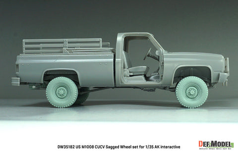 DEFモデル DW35182 1/35 現用 アメリカ M1008 CUCV(商用利用貨物車輌) ピックアップトラック 自重変形タイヤセット(AKインタラクティブ用)(2種各2個+スペアタイヤ1個入り,マスキングシール付き)