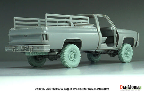 DEFモデル DW35182 1/35 現用 アメリカ M1008 CUCV(商用利用貨物車輌) ピックアップトラック 自重変形タイヤセット(AKインタラクティブ用)(2種各2個+スペアタイヤ1個入り,マスキングシール付き)