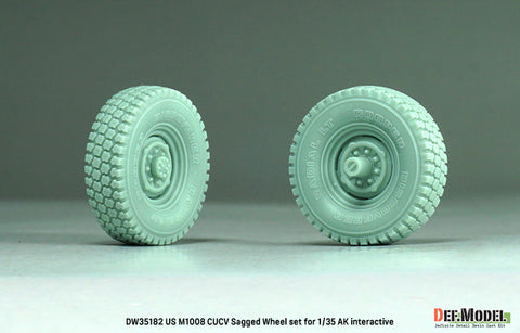 DEFモデル DW35182 1/35 現用 アメリカ M1008 CUCV(商用利用貨物車輌) ピックアップトラック 自重変形タイヤセット(AKインタラクティブ用)(2種各2個+スペアタイヤ1個入り,マスキングシール付き)