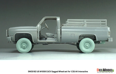 DEFモデル DW35182 1/35 現用 アメリカ M1008 CUCV(商用利用貨物車輌) ピックアップトラック 自重変形タイヤセット(AKインタラクティブ用)(2種各2個+スペアタイヤ1個入り,マスキングシール付き)