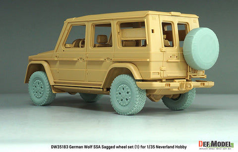 DEFモデル DW35183 1/35 現用 ドイツ ゲレンデヴァーゲン ウルフ SSA 自重変形タイヤセット(1)(ネバーランドホビー用)(2種各2個+スペアタイヤ1個入り,レジン製フロントグリル,マスキングシール付き)