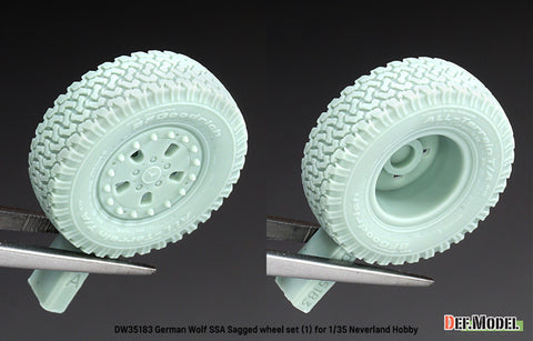 DEFモデル DW35183 1/35 現用 ドイツ ゲレンデヴァーゲン ウルフ SSA 自重変形タイヤセット(1)(ネバーランドホビー用)(2種各2個+スペアタイヤ1個入り,レジン製フロントグリル,マスキングシール付き)