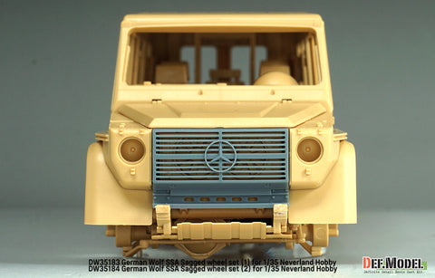 DEFモデル DW35183 1/35 現用 ドイツ ゲレンデヴァーゲン ウルフ SSA 自重変形タイヤセット(1)(ネバーランドホビー用)(2種各2個+スペアタイヤ1個入り,レジン製フロントグリル,マスキングシール付き)