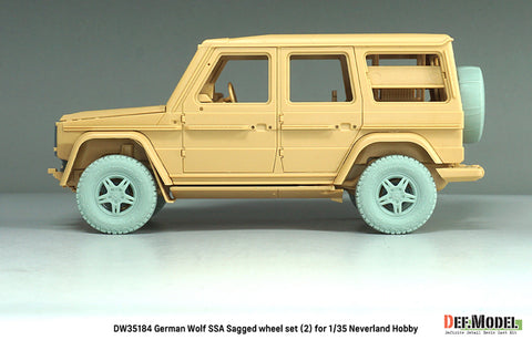 DEFモデル DW35184 1/35 現用 ドイツ ゲレンデヴァーゲン ウルフ SSA 自重変形タイヤセット(2)(ネバーランドホビー用)(2種各2個+スペアタイヤ1個入り,レジン製フロントグリル,マスキングシール付き)