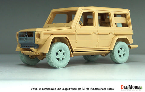 DEFモデル DW35184 1/35 現用 ドイツ ゲレンデヴァーゲン ウルフ SSA 自重変形タイヤセット(2)(ネバーランドホビー用)(2種各2個+スペアタイヤ1個入り,レジン製フロントグリル,マスキングシール付き)