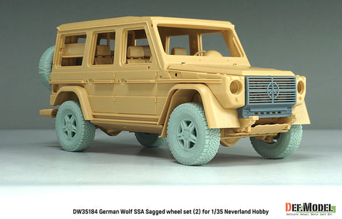 DEFモデル DW35184 1/35 現用 ドイツ ゲレンデヴァーゲン ウルフ SSA 自重変形タイヤセット(2)(ネバーランドホビー用)(2種各2個+スペアタイヤ1個入り,レジン製フロントグリル,マスキングシール付き)