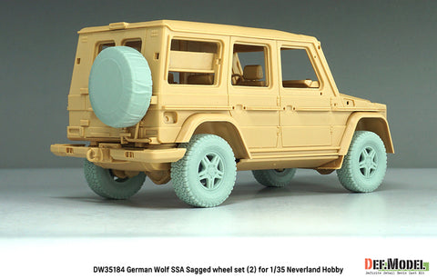 DEFモデル DW35184 1/35 現用 ドイツ ゲレンデヴァーゲン ウルフ SSA 自重変形タイヤセット(2)(ネバーランドホビー用)(2種各2個+スペアタイヤ1個入り,レジン製フロントグリル,マスキングシール付き)