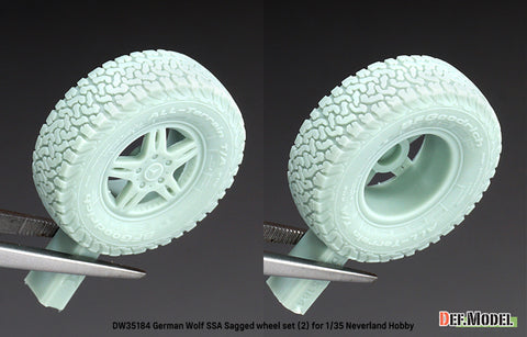 DEFモデル DW35184 1/35 現用 ドイツ ゲレンデヴァーゲン ウルフ SSA 自重変形タイヤセット(2)(ネバーランドホビー用)(2種各2個+スペアタイヤ1個入り,レジン製フロントグリル,マスキングシール付き)