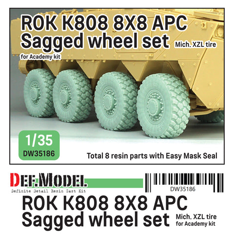 DEFモデル DW35186 1/35 韓国軍 K808 8輪装甲車用 自重変形ホイールセット - ミシュランXZL(アカデミー社製1/35キット用)