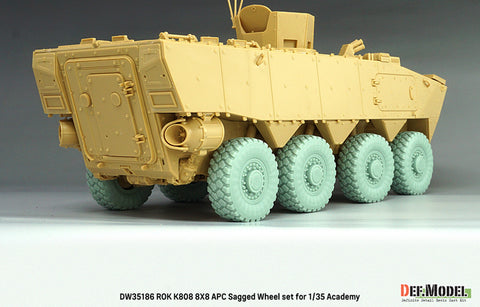 DEFモデル DW35186 1/35 韓国軍 K808 8輪装甲車用 自重変形ホイールセット - ミシュランXZL(アカデミー社製1/35キット用)