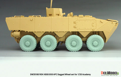 DEFモデル DW35186 1/35 韓国軍 K808 8輪装甲車用 自重変形ホイールセット - ミシュランXZL(アカデミー社製1/35キット用)