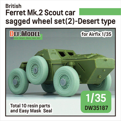 DEFモデル DW35187 1/35 イギリス軍偵察車フェレット Mk.2用 砂漠仕様・荷重変形ホイールセット(エアフィックス 1/35スケール用)