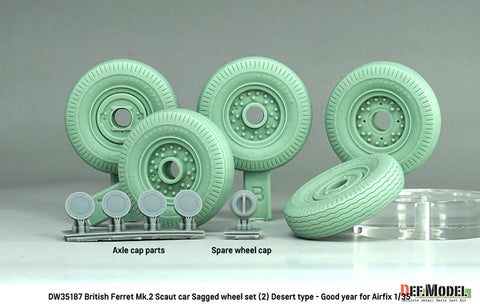 DEFモデル DW35187 1/35 イギリス軍偵察車フェレット Mk.2用 砂漠仕様・荷重変形ホイールセット(エアフィックス 1/35スケール用)