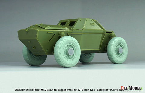 DEFモデル DW35187 1/35 イギリス軍偵察車フェレット Mk.2用 砂漠仕様・荷重変形ホイールセット(エアフィックス 1/35スケール用)