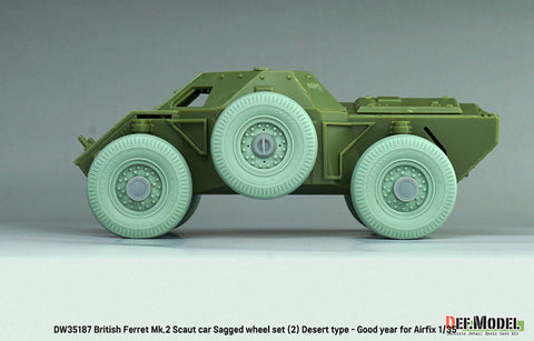 DEFモデル DW35187 1/35 イギリス軍偵察車フェレット Mk.2用 砂漠仕様・荷重変形ホイールセット(エアフィックス 1/35スケール用)