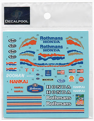 デカールプール DP164 1/12 ホンダ NSR500 ロスマンズ M. Doohan ライダー '89