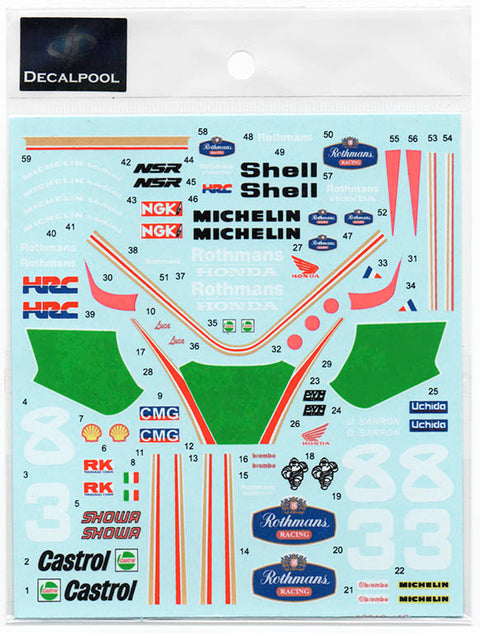 デカールプール DP230 1/12 ホンダ NSR250 ロスマンズ #3/8 L. Cadalora / D. Sarron WGP '91 (デカールのみ)