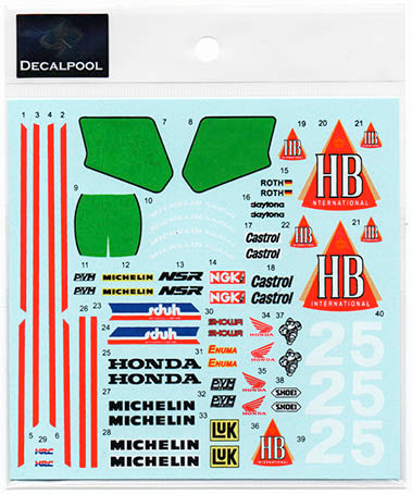 デカールプール DP232A 1/12 ホンダ NSR250 HB #2/5 ラインハルト・ロス WGP '89/'90 (トランスキット リム付き)