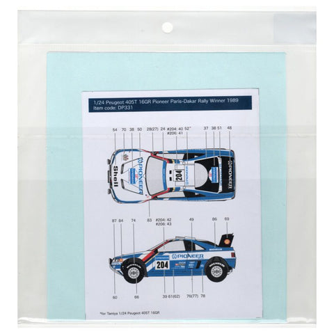 デカールプール DP331 1/24 プジョー 405T 16GR パイオニア パリ・ダカール・ラリー 優勝 1989