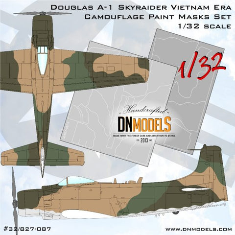 DNモデル 32/827-087 1/32 ダグラス A-1 スカイレイダー ベトナム時代 カモフラージュ ペイントマスクセット