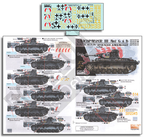エシュロン AXT351041 1/35 第4装甲師団のIII号潜水戦車G型&H型 バルバロッサ作戦前後