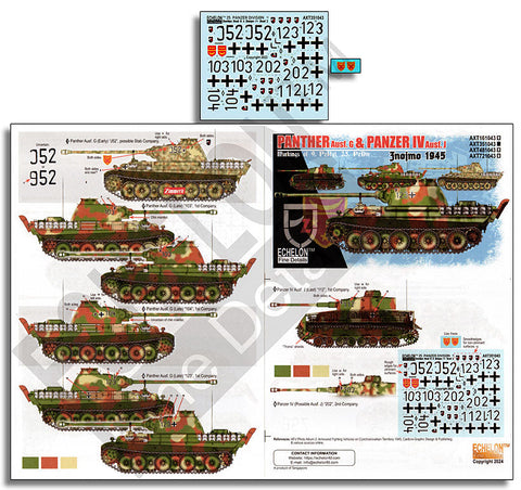 エシュロン AXT351043 1/35 第25装甲師団第9戦車連隊のパンサー戦車&IV号戦車 ズノイモ1945