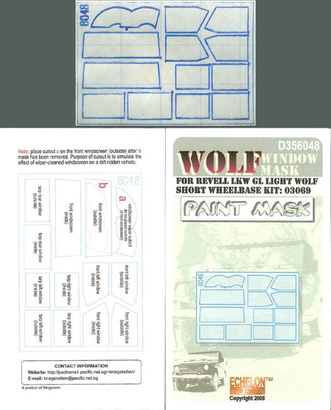 エシュロン D356048 1/35 Lkw GL "Wolf"ウィンドウ各部用"Paint Mask"